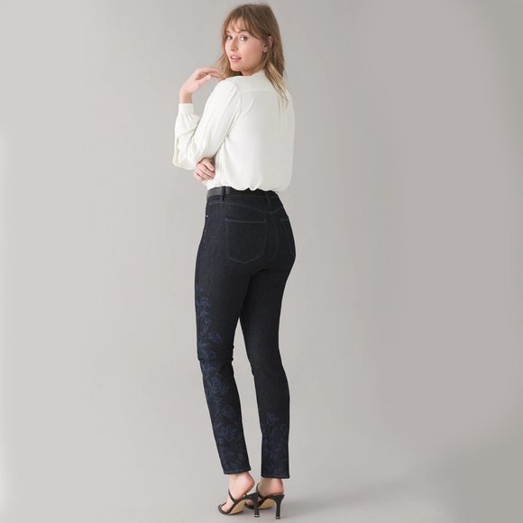 WHBM * FLORAL PRINT * Curvy High-Rise Sculpt Slim Jeans 16 LONG - Picture 5 of 7